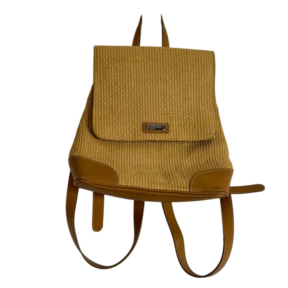 Nine West Purse Rattan Bookbag Foldover Snap Closure
